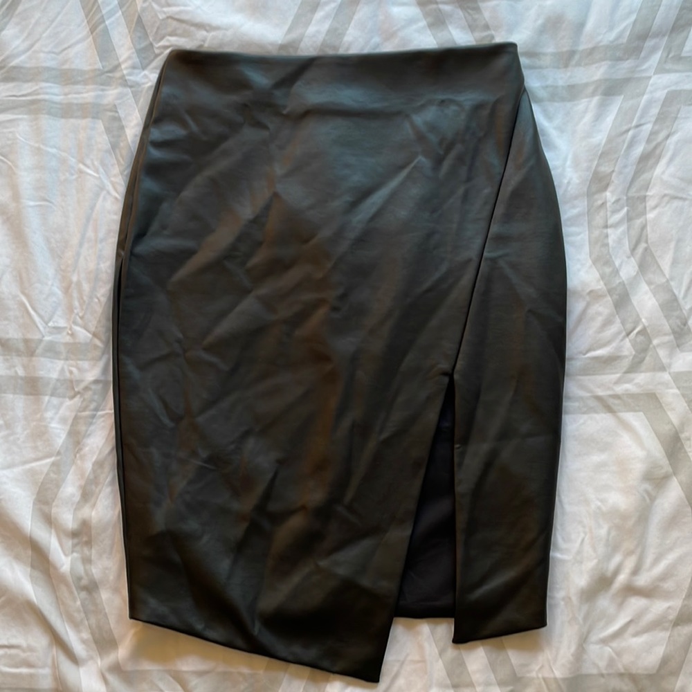 Black Leather look skirt with split
